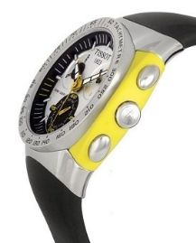 שעון לגבר טיסו TISSOT T0104171703103 לוח לבן צהוב רצועה שחורה