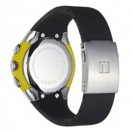 שעון לגבר טיסו TISSOT T0104171703103 לוח לבן צהוב רצועה שחורה
