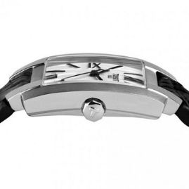 שעון לגבר טיסו TISSOT T60152113 כסוף מרובע לוח לבן רצועה שחורה