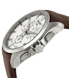 שעון לגבר טיסו TISSOT T0356171603100 כסוף לוח לבן רצועה חומה